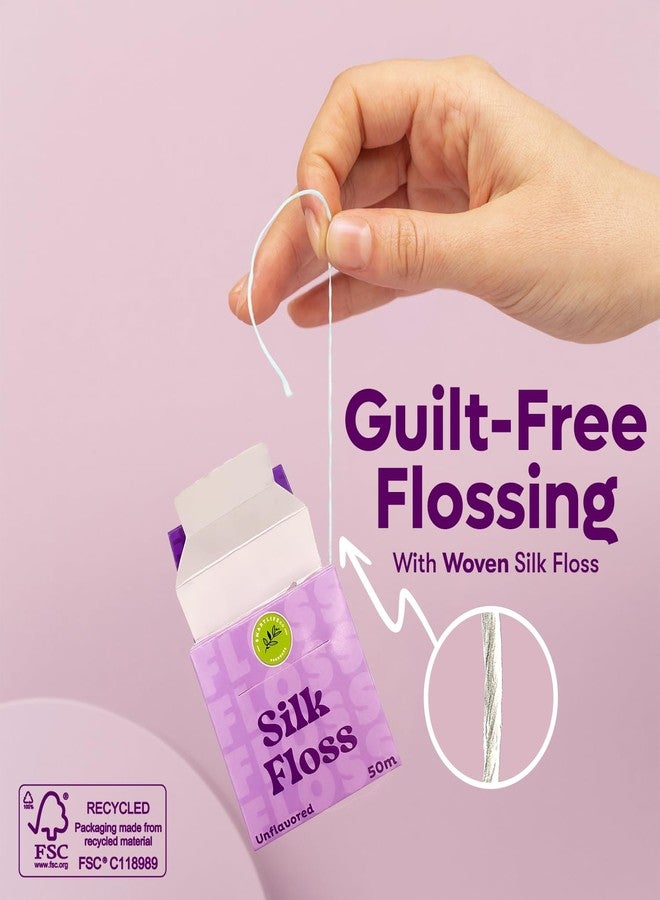 SMARTLIFECO Vegan Silk Dental Floss - Biodegradable Plastic Free Bamboo String | Zero Waste Eco-Friendly Oral Care | Natural Compostable for Adults & Kids Tight Teeth | Soft Easy Glide - Unflavored 55yds - Image 5